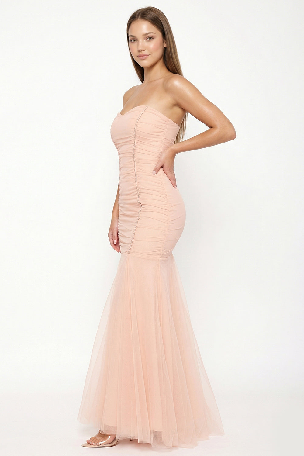 Overlay Mesh Mermaid Maxi Dress