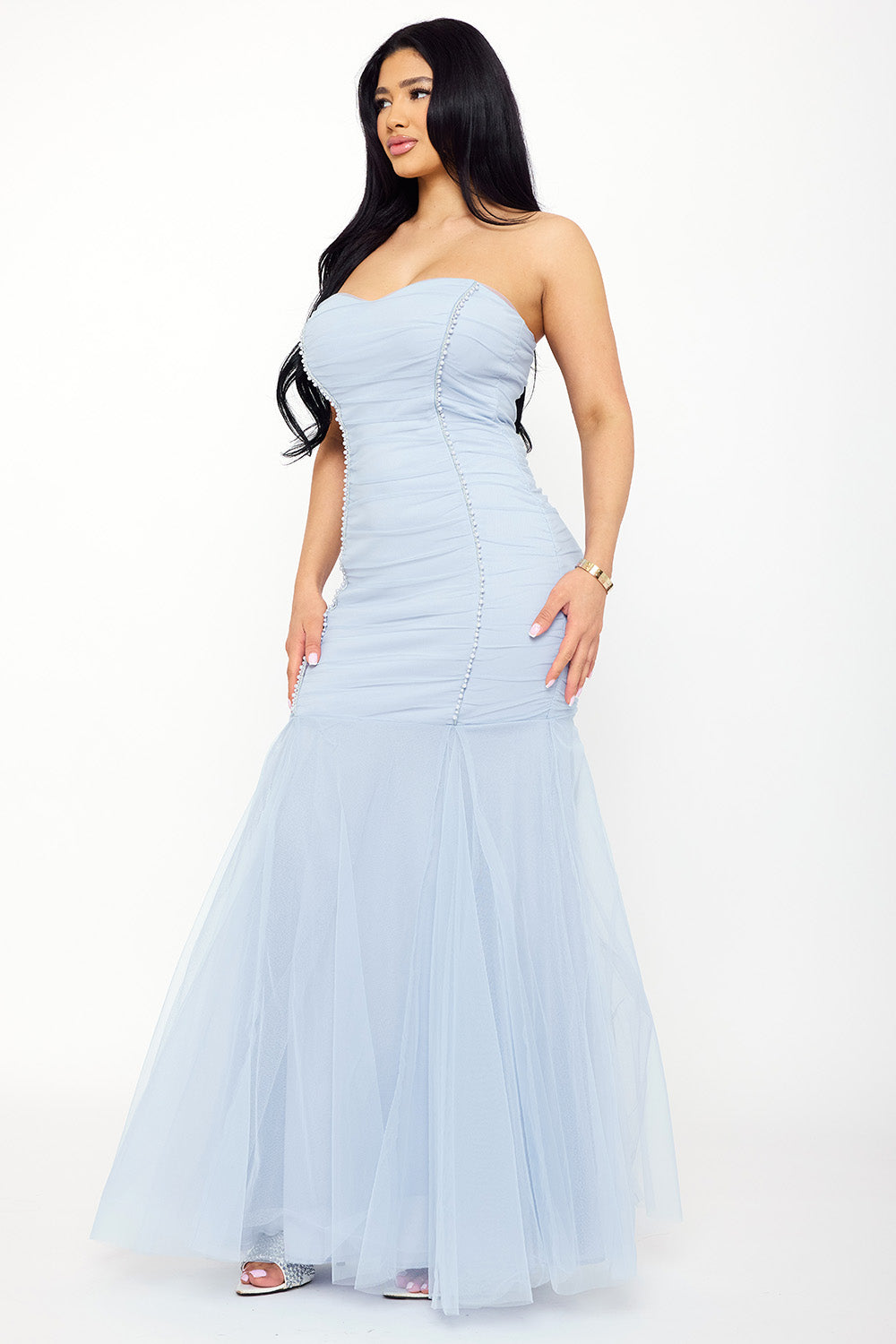 Symphony Dress - Overlay Mesh Mermaid Maxi Dress | Zezebe