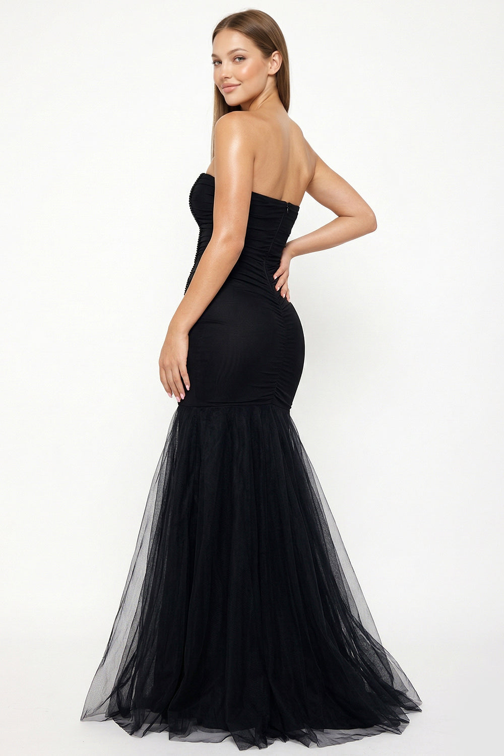 Overlay Mesh Mermaid Maxi Dress