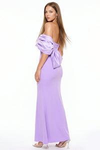 Crezia Fabric With Satin Large Bow Detail Maxi Dress