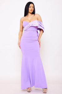 Symphony Dress - Crezia Fabric With Satin Large Bow Detail Maxi Dress | Zezebe