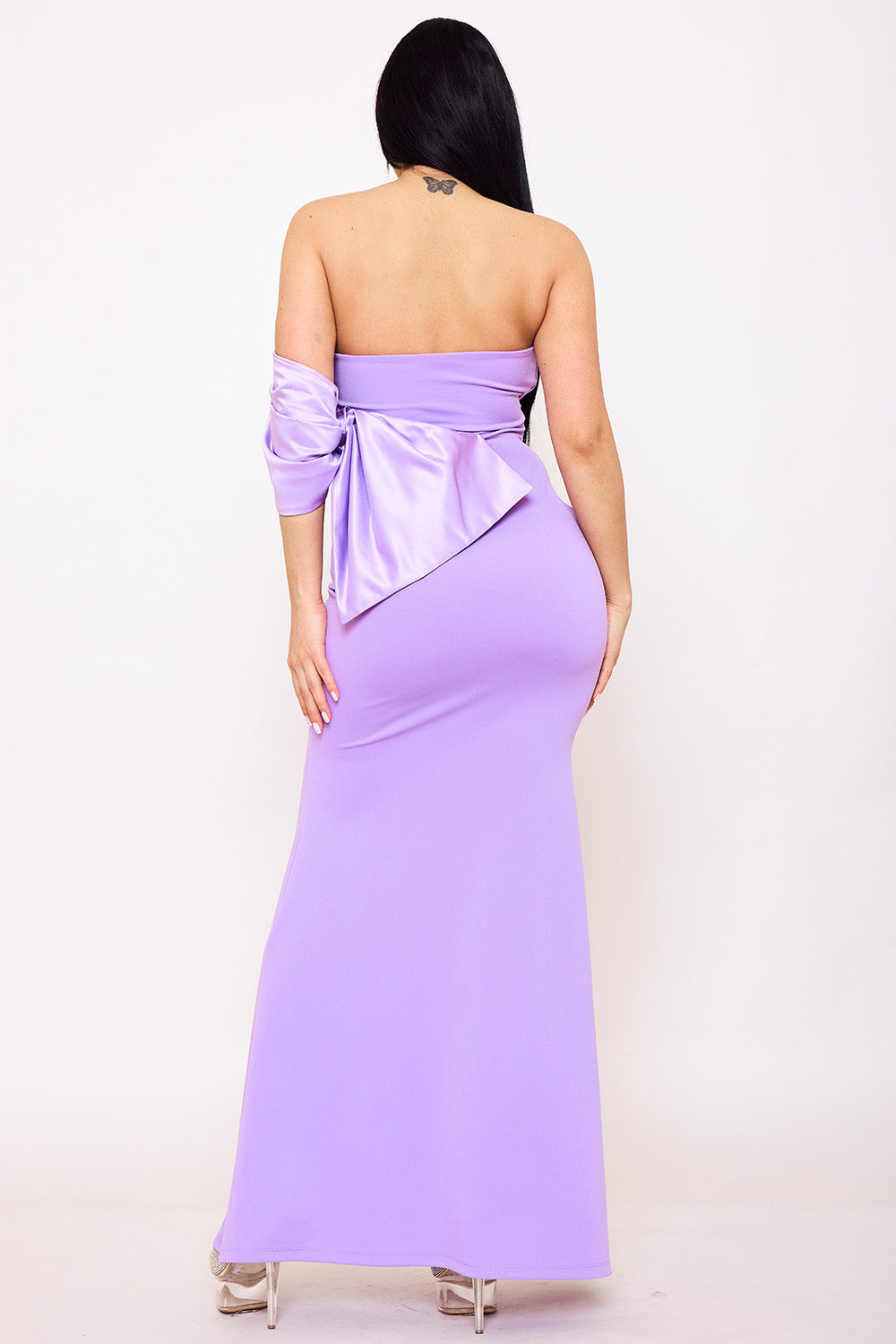 Symphony Dress - Crezia Fabric With Satin Large Bow Detail Maxi Dress | Zezebe
