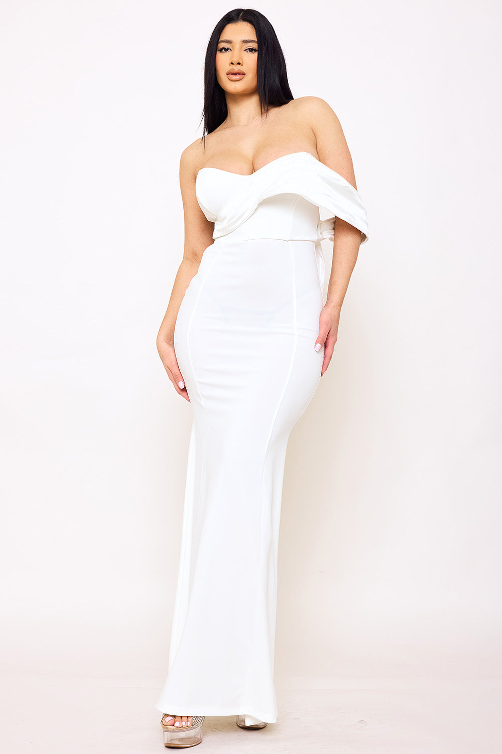 Symphony Dress - Crezia Fabric With Satin Large Bow Detail Maxi Dress | Zezebe