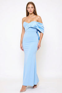 Crezia Fabric With Satin Large Bow Detail Maxi Dress