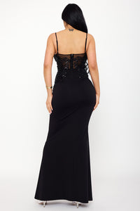 Symphony Dress - Lace Corset Bodice Contrast Maxi Dress | Zezebe