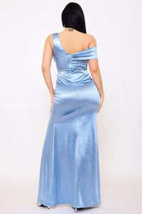 Symphony Dress - Satin One Shoulder Maxi Dress | Zezebe