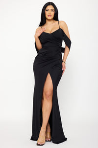 Symphony Dress - Glitter On Silky Satin Fabric Maxi Dress | Zezebe