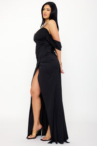 Symphony Dress - Glitter On Silky Satin Fabric Maxi Dress | Zezebe