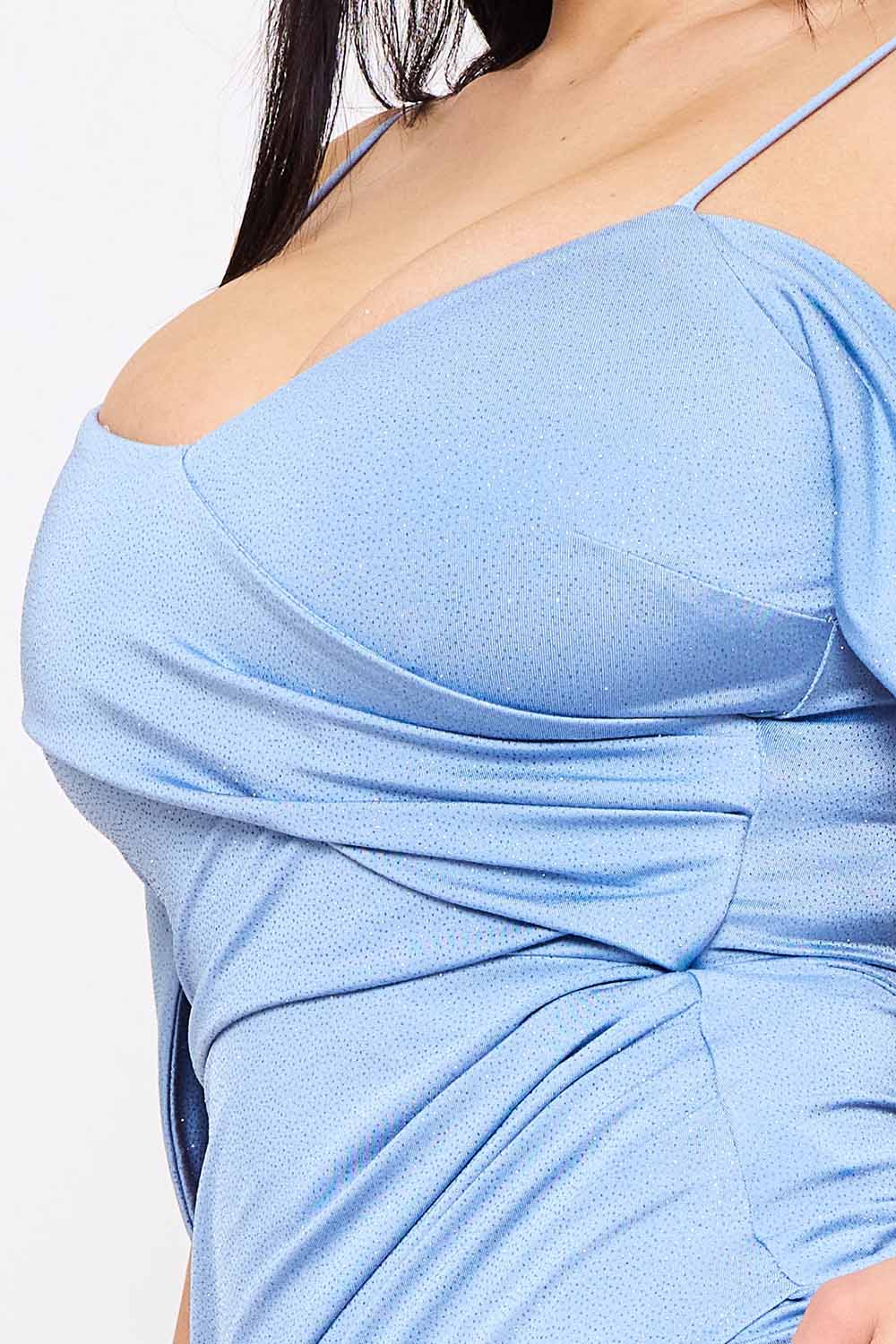 Glitter On Silky Satin Fabric Maxi Dress