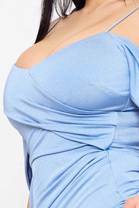Glitter On Silky Satin Fabric Maxi Dress