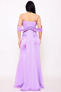 Symphony Dress - Glitter On Silky Satin Fabric Maxi Dress | Zezebe