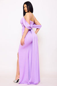 Symphony Dress - Glitter On Silky Satin Fabric Maxi Dress | Zezebe