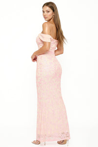 Sequin Scroll Pattern On Mesh Maxi Dress