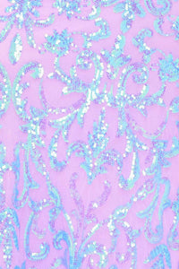 Symphony Dress - Sequin Scroll Pattern On Mesh Maxi Dress | Zezebe