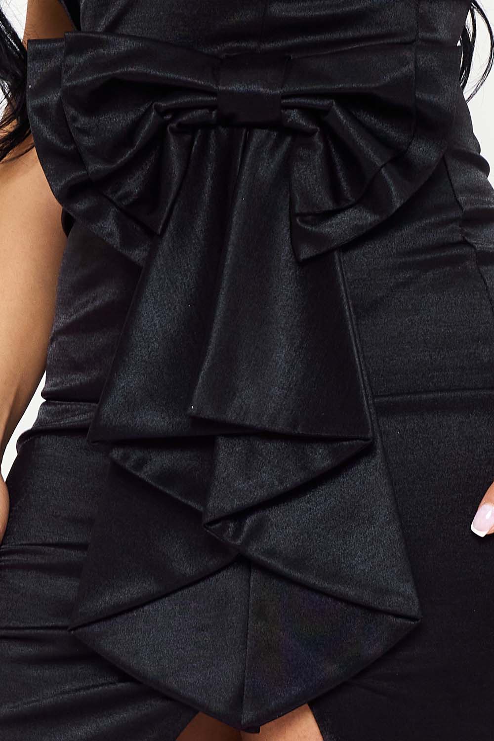 Symphony Dress - Metallic Tricot Fabric With Bow On Waist Maxi Dress | Zezebe