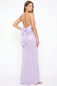 Large Bow Back On Sequin Maxi Dress