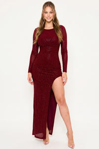 Full Rhinestone Studded Maxi Dress