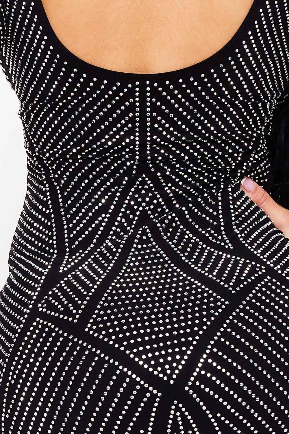 Full Rhinestone Studded Maxi Dress
