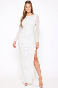 Full Rhinestone Studded Maxi Dress