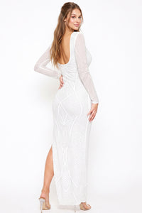 Full Rhinestone Studded Maxi Dress