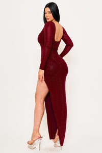 Full Rhinestone Studded Maxi Dress