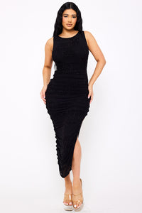 Symphony Dress - Rhinestone Ruched Long Dress | Zezebe