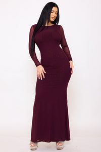 Symphony Dress - Rhinestone On Power Mesh Open Back Maxi Dress | Zezebe