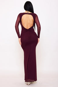Symphony Dress - Rhinestone On Power Mesh Open Back Maxi Dress | Zezebe