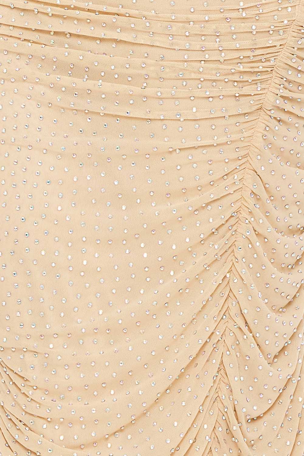 Symphony Dress - Rhinestone On Mesh Pleated Long Dress | Zezebe