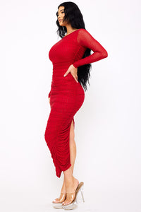 Symphony Dress - Rhinestone On Mesh Pleated Long Dress | Zezebe