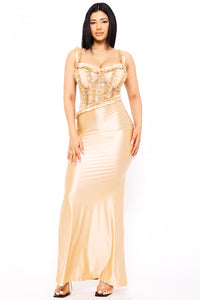 Symphony Dress - Ruffle Trim Detail On Satin Sheer Maxi Dress | Zezebe