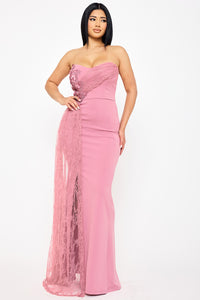 Crezia Applique Floral Attached Maxi Dress