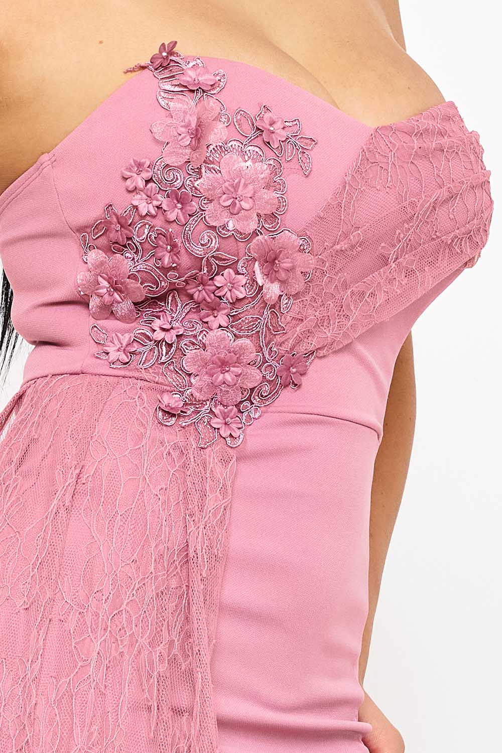 Crezia Applique Floral Attached Maxi Dress