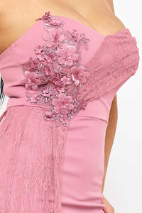 Crezia Applique Floral Attached Maxi Dress