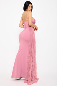 Crezia Applique Floral Attached Maxi Dress