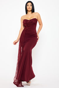 Crezia Applique Floral Attached Maxi Dress