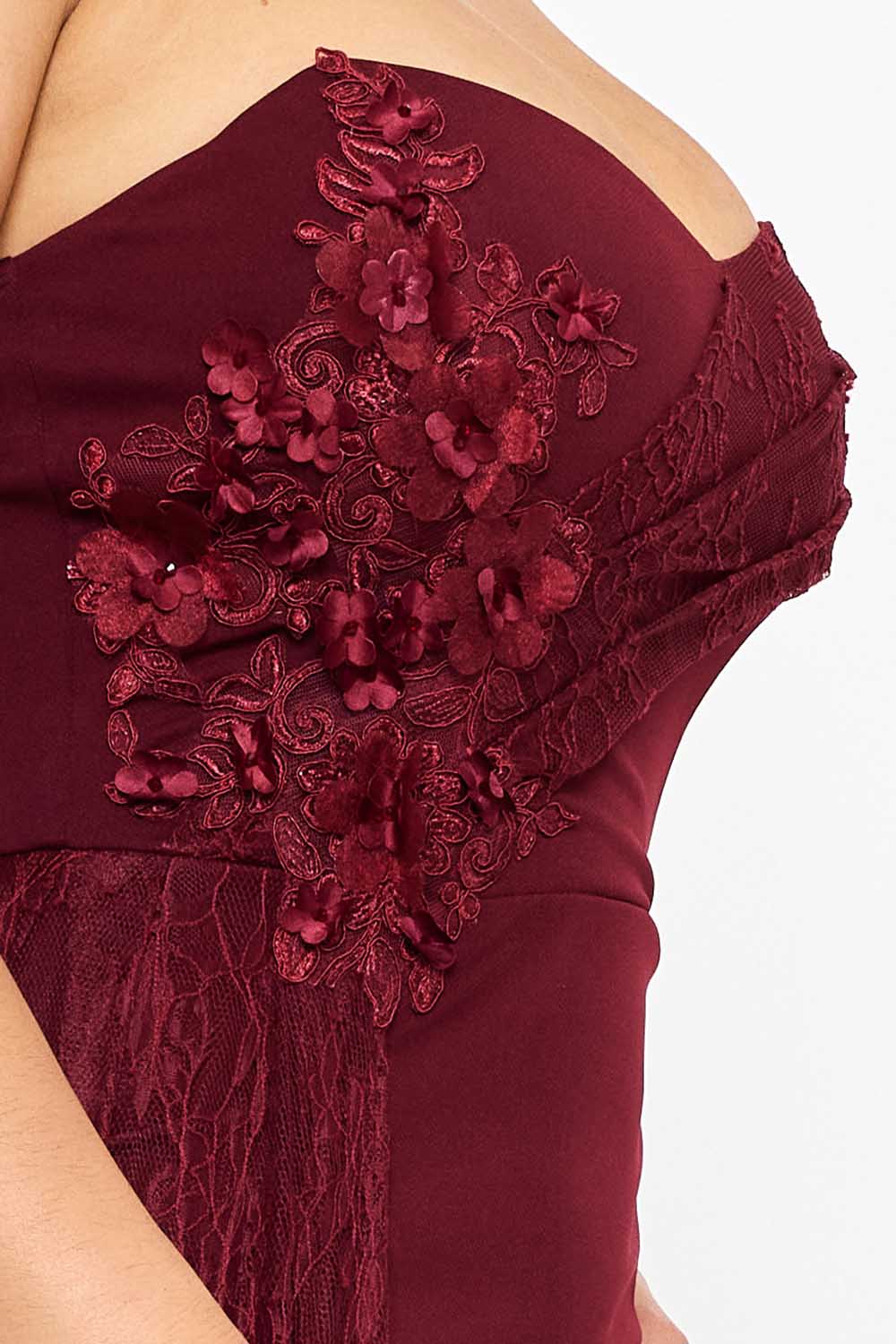 Crezia Applique Floral Attached Maxi Dress