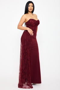 Crezia Applique Floral Attached Maxi Dress