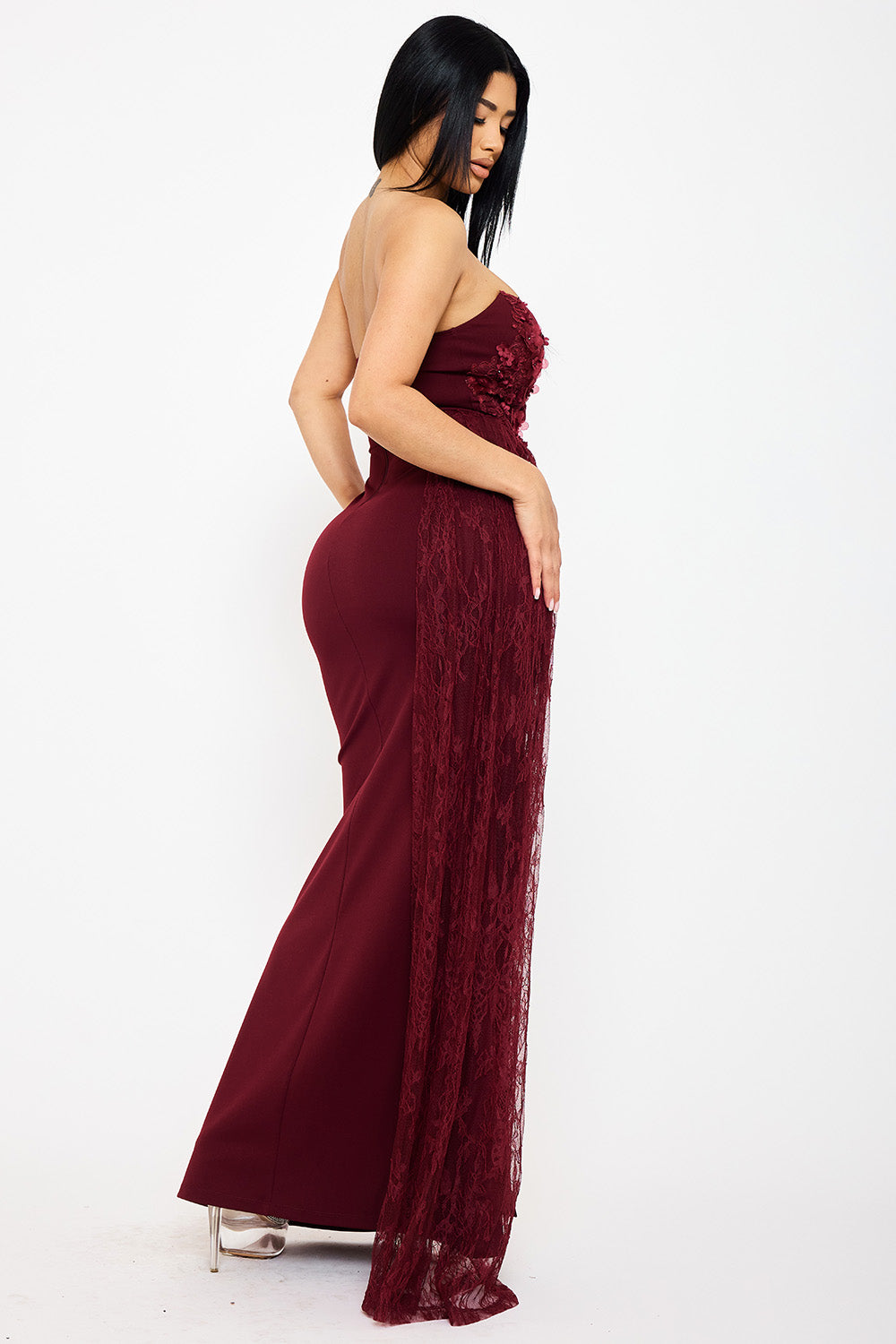 Crezia Applique Floral Attached Maxi Dress