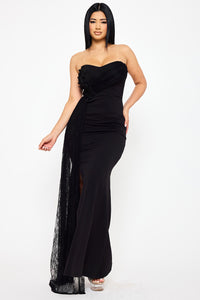 Crezia Applique Floral Attached Maxi Dress