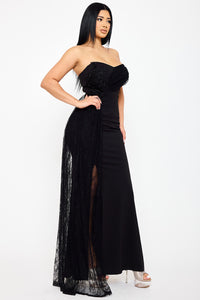 Crezia Applique Floral Attached Maxi Dress