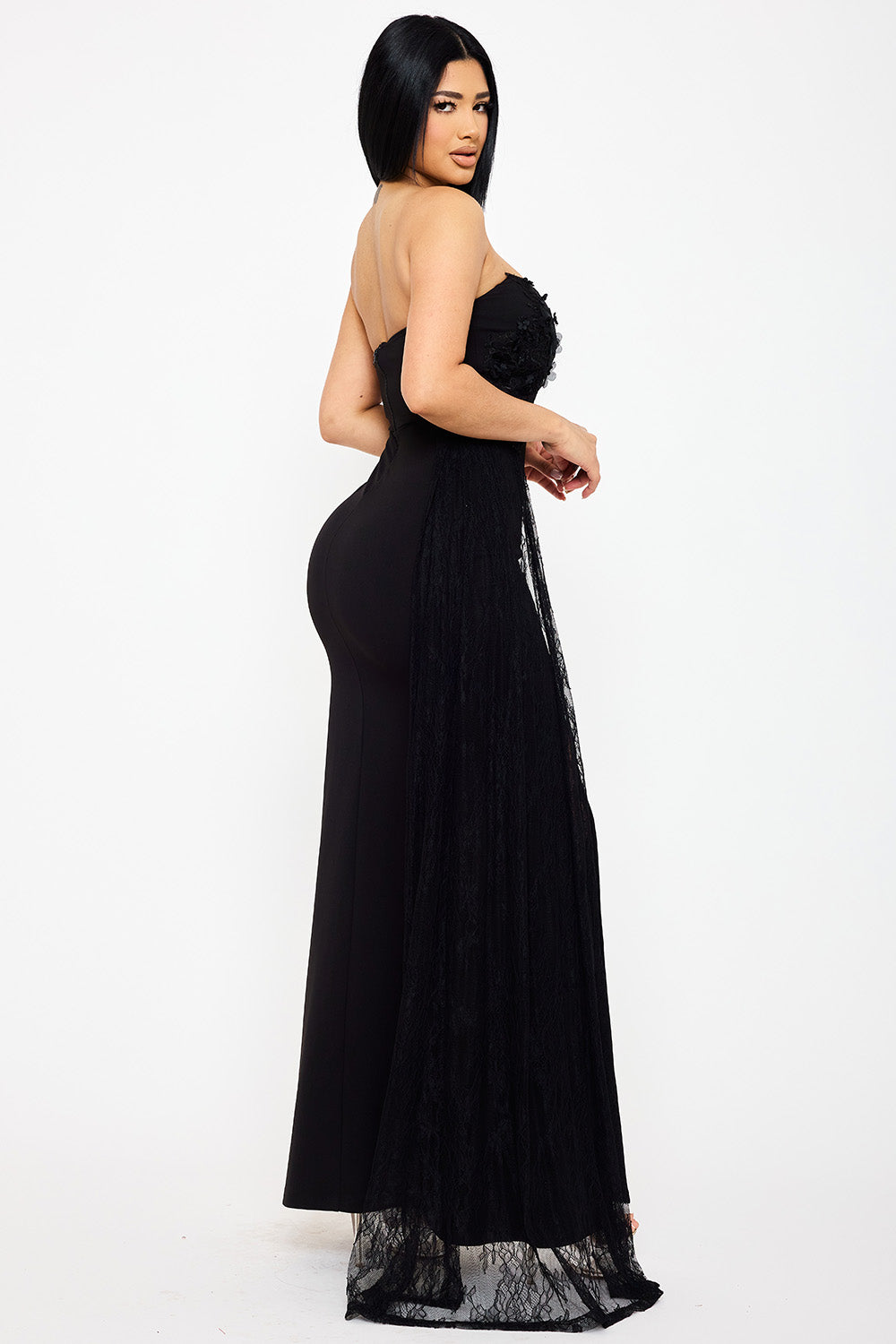 Crezia Applique Floral Attached Maxi Dress