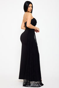 Crezia Applique Floral Attached Maxi Dress