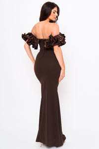 Symphony Dress - Ruffle Off The Shoulder Maxi Dress | Zezebe