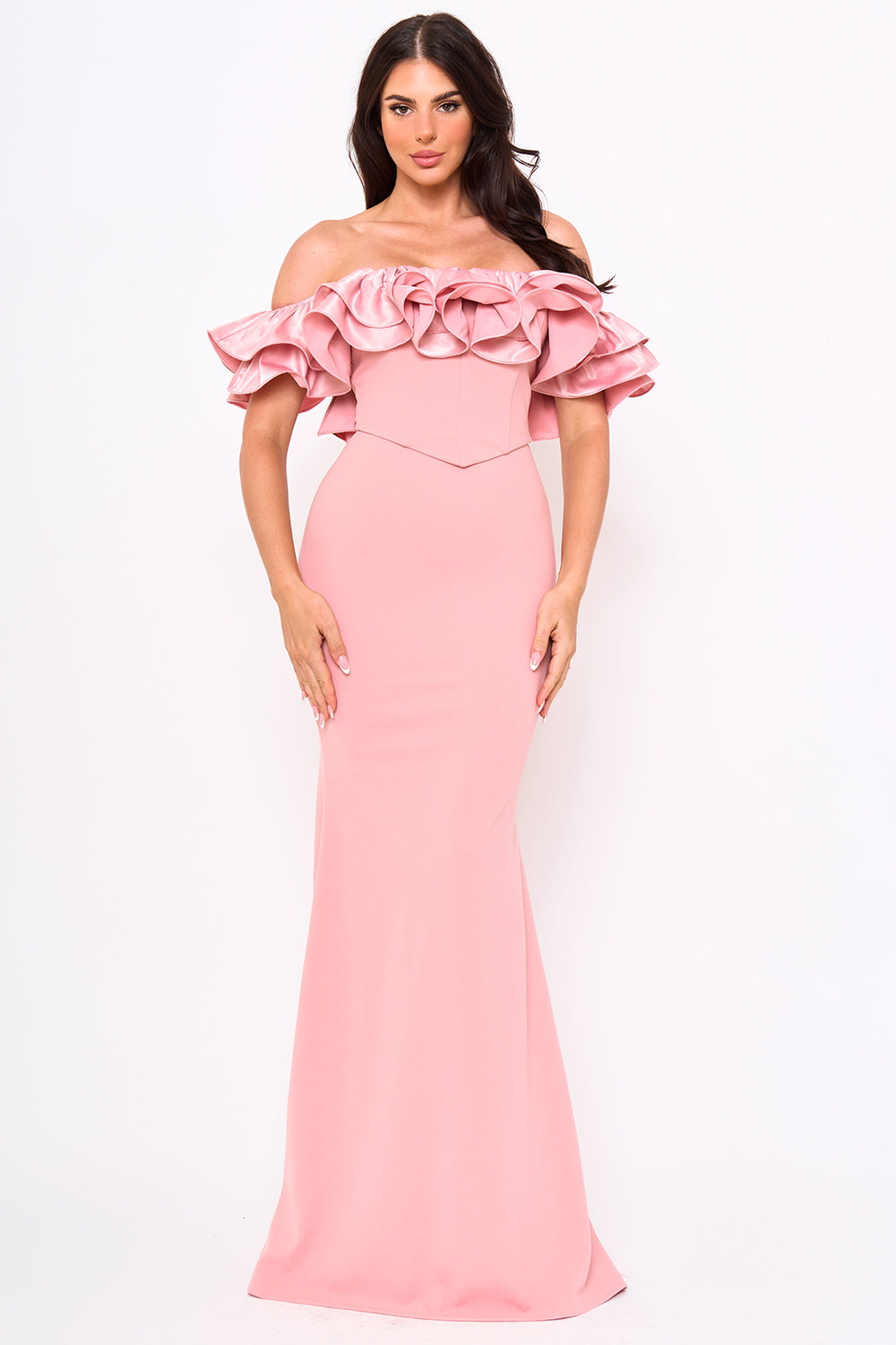 Symphony Dress - Ruffle Off The Shoulder Maxi Dress | Zezebe