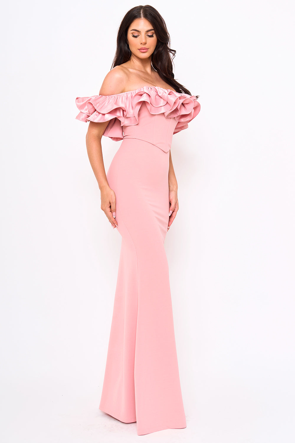 Symphony Dress - Ruffle Off The Shoulder Maxi Dress | Zezebe