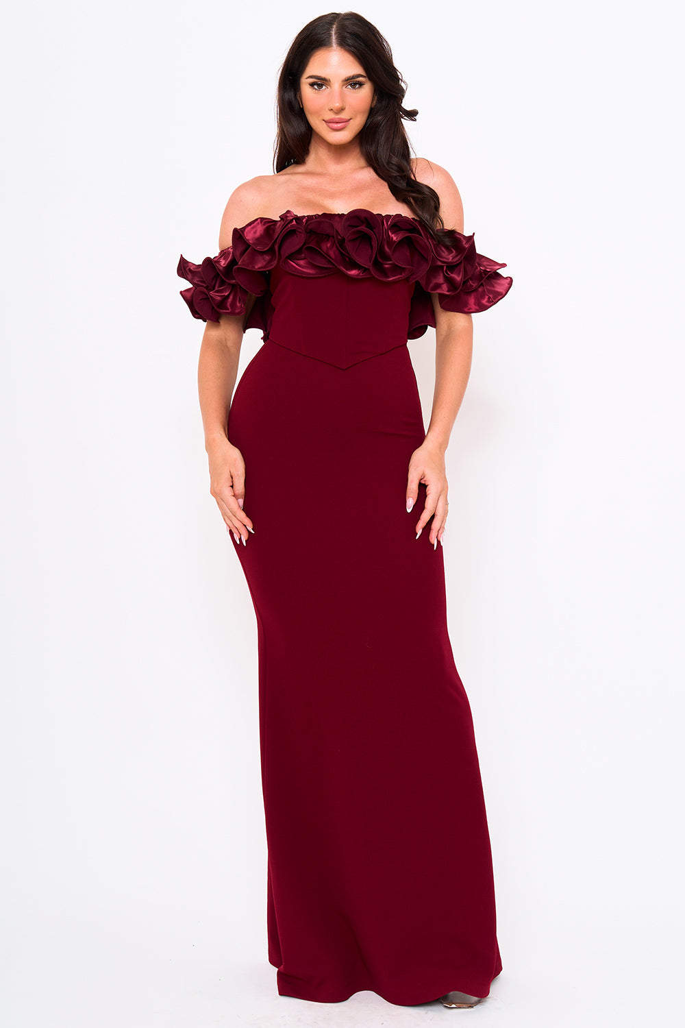 Symphony Dress - Ruffle Off The Shoulder Maxi Dress | Zezebe