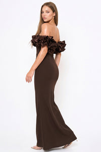 Ruffle Off The Shoulder Maxi Dress