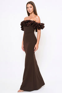 Ruffle Off The Shoulder Maxi Dress