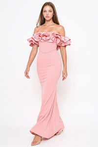 Ruffle Off The Shoulder Maxi Dress
